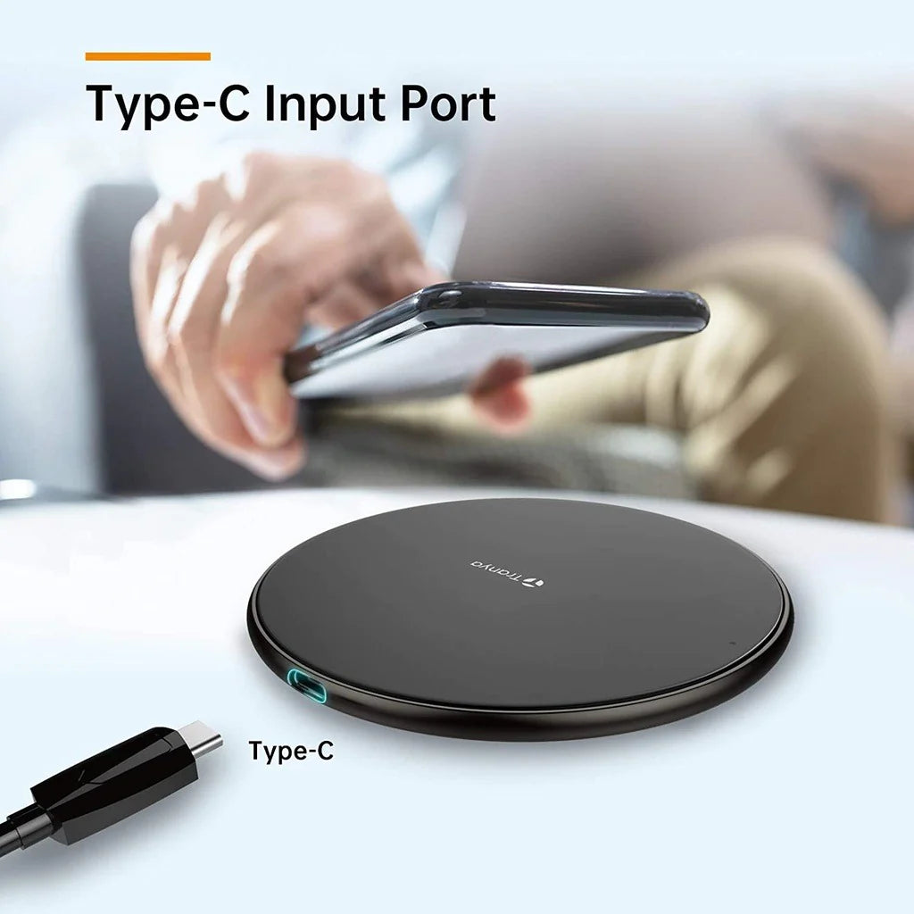 WC 10 Black Wireless Charging Pad for Android & iOS – Fast & Safe Charging