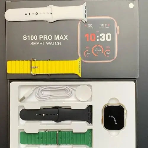 S100 Pro Max Smart Watch With 4 Straps